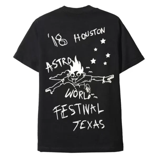 TRAVIS SCOTT ASTROWORLD LOOK MOM I CAN FLY FESTIVAL TEE BLACK